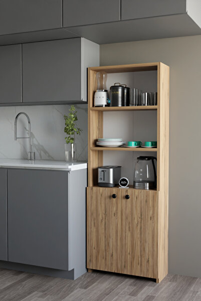 alpaevmobilya Kapaklı Çok Amaçlı Mutfak Dolabı 150x50x22 cm - Raflı Erzak Dol...