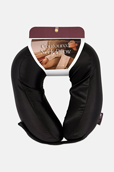 Luxe + Willow Satin Contour Travel Neck Pillow, Black