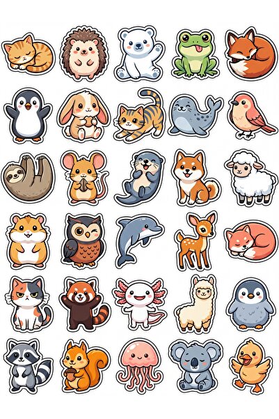 Store 30 Pieces Cute Animal Sticker Set - for Laptop, Phone, and Notebook