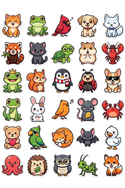 Store 30 Pieces Cute Animal Sticker Set - for Laptop, Notebook, Phone, Agenda