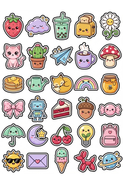 Store 30 Pieces Cute Figures Sticker Set - for Laptop, Notebook, Phone, Agenda