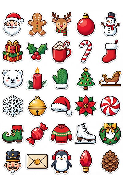 Store 30 Pieces Christmas Concept Sticker Set - for Laptop, Notebook, Phone