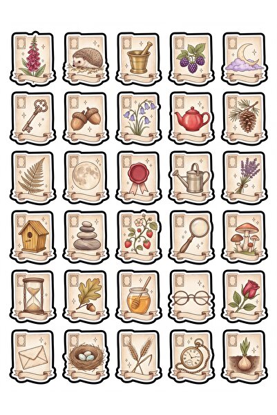 Store 30 Pieces Vintage Botanical Postage Stamp Sticker Set - Agenda Scrapboo...
