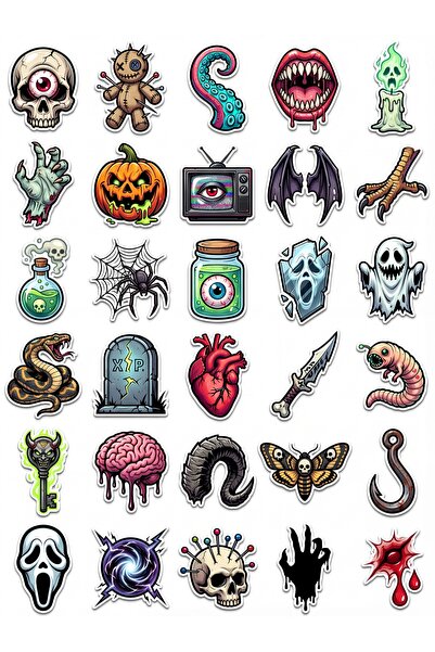 Store 30 Pieces Pop-Art Horror Figures Sticker Set - for Laptop, Notebook, Phone