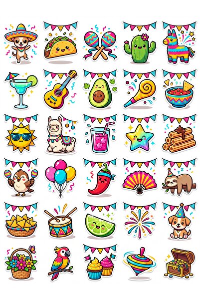 Store 30 Pieces Fun Party Sticker Set - Colorful Design for Laptop Phone Diary