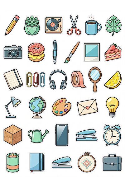Store 30 Pieces Retro Hobby and Art Sticker Set - for Laptop Notebook Phone
