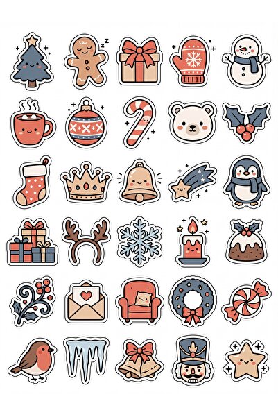 Store 30 Pieces Cute New Year Sticker Set - for Notebook, Agenda, Laptop