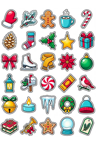 Store 30 Pieces of Shiny Christmas and Winter Stickers Set - for Laptop, Agen...