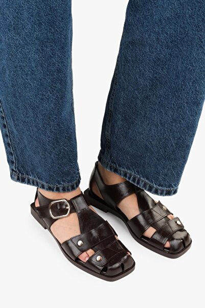 Shoeberry Γυναικεία σανδάλια Gladiator σε καφέ χρώμα Glacier