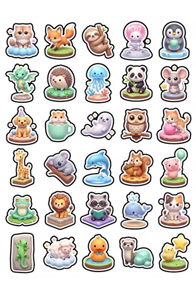 Store 30 Pieces 3D Cute Animal Sticker Set - Laptop Notebook Phone Agenda