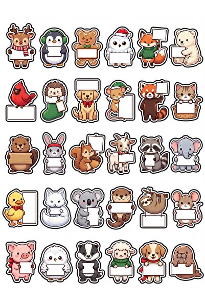 Store 30 Pieces Cute Winter Animals Sticker Set - for Laptop, Notebook, Phone