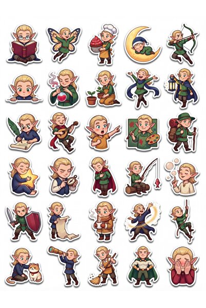 Store 30 Pieces Cute Chibi Elf Sticker Set - for Laptop, Phone, Notebook and ...