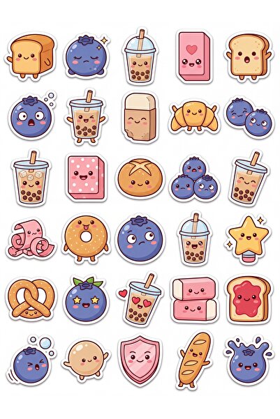 Store 30 Pieces Cute Food Sticker Set - for Laptop, Notebook, Phone, Planner