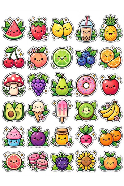 Store 30 Pieces Fruit and Dessert Sticker Set - for Laptop, Notebook, Phone