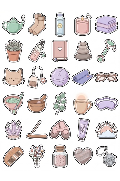 Store 30 Pieces Pastel Personal Care Sticker Set - for Agenda Laptop Water Bo...