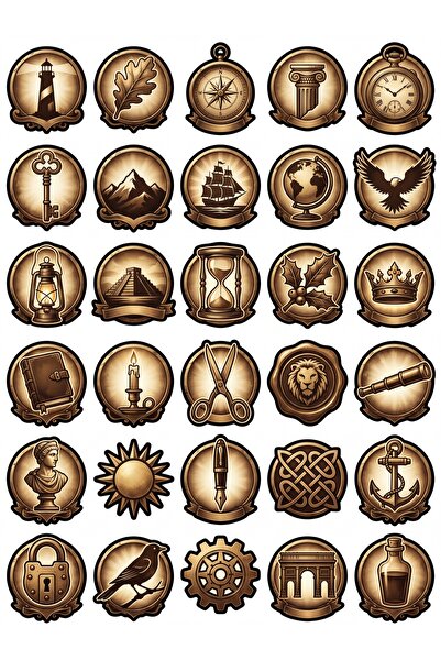 Store 30 Pieces Antique Object Sticker Set - Vintage Collection for Agenda, N...
