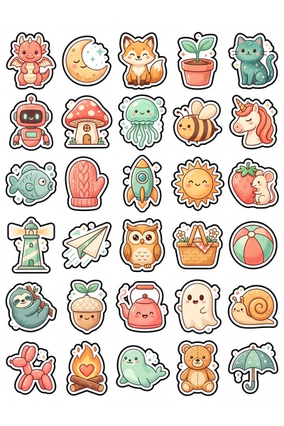 Store 30 Pieces Fun Cute Character Sticker Set - Laptop Notebook Phone Water ...