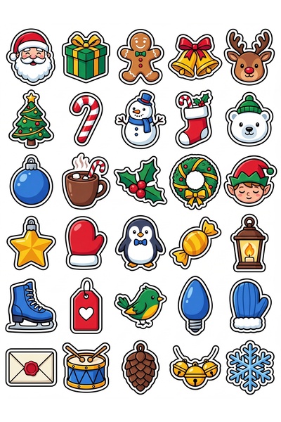 Store 30 Pieces of Cute Christmas Characters Sticker Set - for Laptop, Notebo...