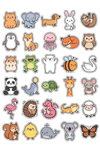 Store 30 Pieces Animals Sticker Set - for Laptop, Notebook, Phone, Water Bottle