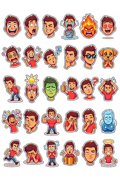 Store 30 Pieces Fun Character Emoticons Sticker Set - for Laptop, Phone, Note...