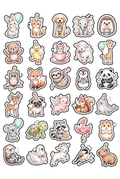 Store 30 Pieces Pastel Watercolor Baby Animals Sticker Set - for Laptop, Note...
