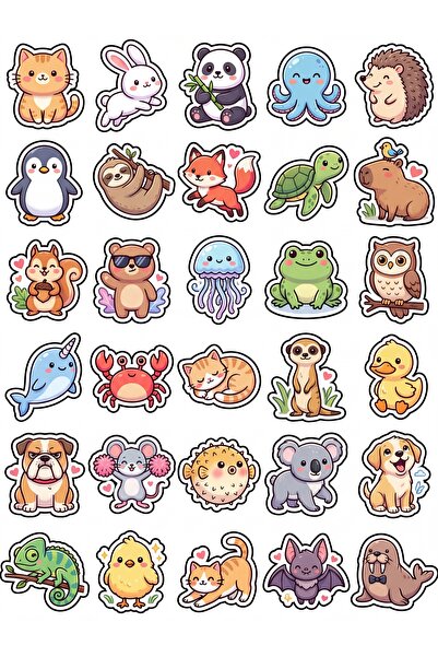 Store 30-Piece Animal Figure Sticker Set - Laptop, Notebook, Phone, Agenda