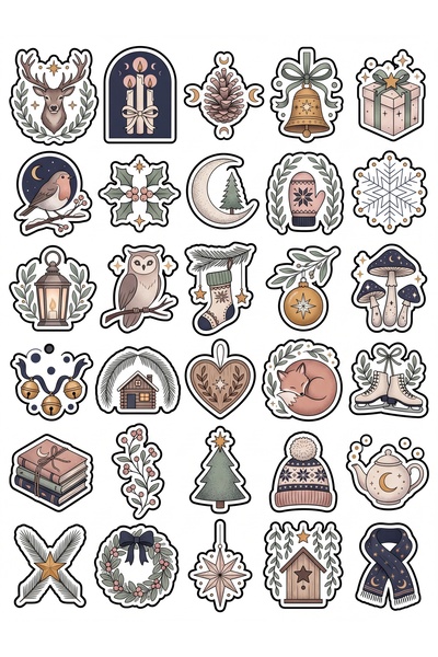 Store 30-Piece Magical Winter Tale Sticker Set - Aesthetic Design for Laptop,...