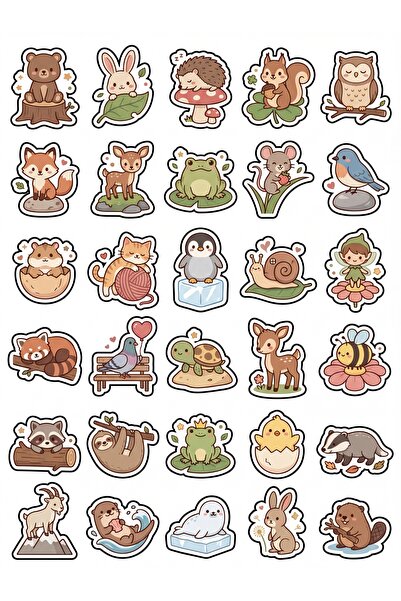 Store 30 Pieces Forest Animals Sticker Set - for Laptop, Phone, Notebook, Agenda