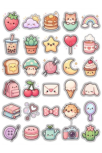 Store 30 Pieces Pastel Cute Designs Sticker Set - for Laptop, Notebook, Agenda
