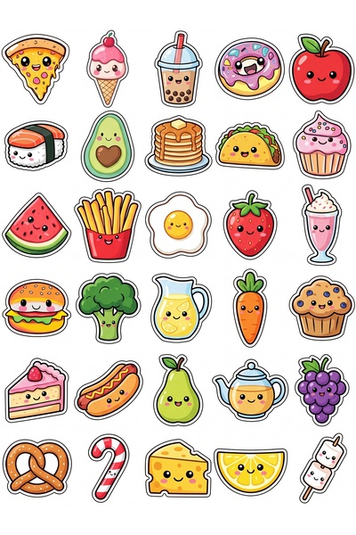 Store 30 Pieces Cute Food Sticker Set - Laptop Notebook Phone Agenda