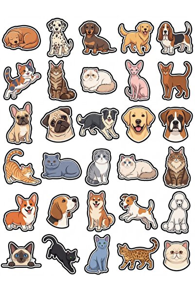 Store 30 Pieces Vector Cat Dog Sticker Set - for Laptop, Notebook, Phone, Wat...