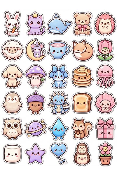 Store 30 Pieces Pastel Character Sticker Set - Laptop Notebook Phone