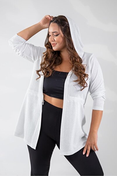 Roxxlen Γυναικείο μπουφάν μεγάλου μεγέθους με ασημί λάμψη και κουκούλα