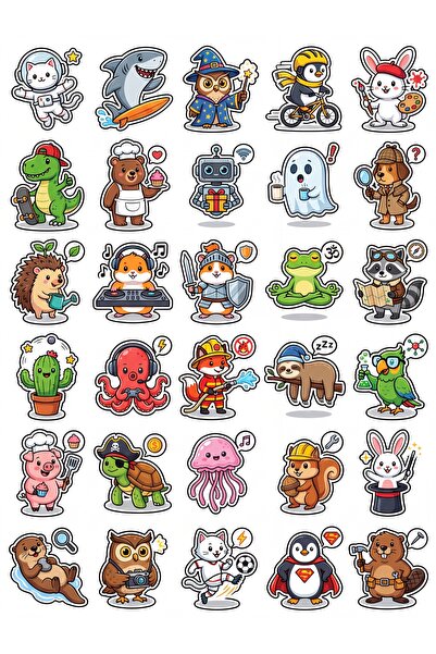 Store 30 Pieces Cute Mascot Sticker Set - for Laptop, Notebook, Phone, Agenda