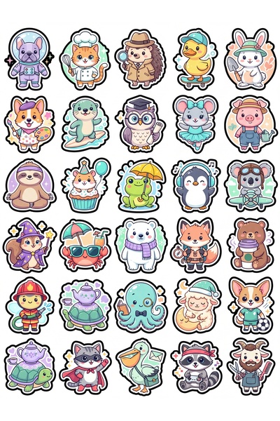 Store 30 Pieces Cute Animal Sticker Set - for Laptop, Notebook, Phone
