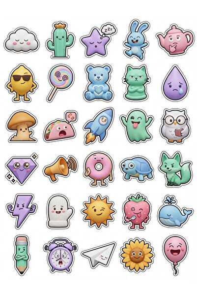 Store 30 Pieces 3D Character Sticker Set - Laptop, Notebook, Phone Case, Agenda