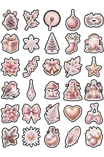 Store 30 Pieces of Aesthetic Pink New Year Sticker Set - for Agenda Notebook ...