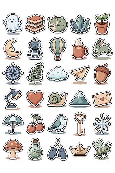 Store 30 Pieces Cute Pastel Icon Sticker Set - Laptop Notebook Scrapbook