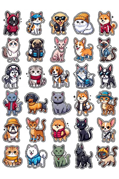 Store 30 Pieces Street Fashion Animal Sticker Set - for Laptop, Phone, Notebook