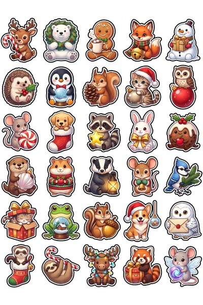 Store 30 Pieces Winter Themed Animals Sticker Set - Laptop Notebook Phone