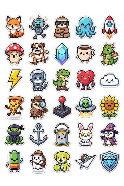 Store 30 Pieces Chibi Cartoon Characters Sticker Set - Laptop, Notebook, Wate...