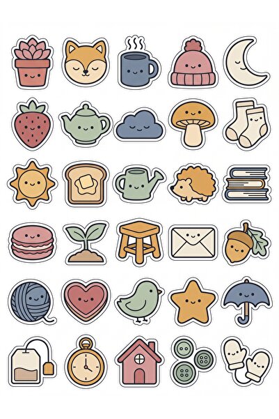 Store 30 Pieces Pastel Object Sticker Set - Laptop Notebook Agenda