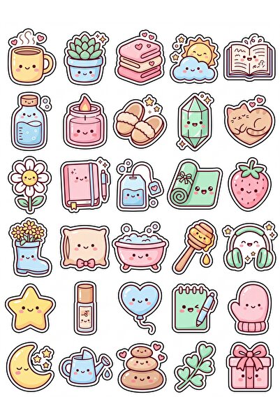 Store 30 Pieces Pastel Motivational Sticker Set - for Agenda Notebook Laptop