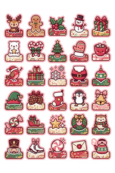 Store 30 Pieces Christmas Gift Sticker Set - for Agenda, Notebook, Scrapbook