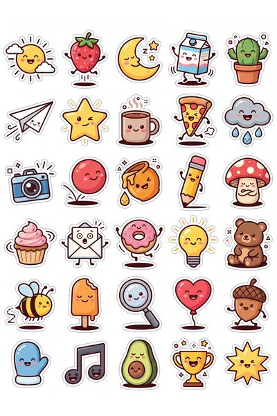Store 30 Pieces of Cheerful Character Sticker Set - Aesthetic Package for Lap...