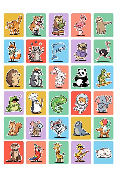 Store 30 Pieces Fun Character Animal Sticker Set - for Laptop, Notebook, Phone