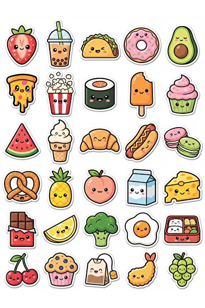 Store 30 Pieces Cute Food Sticker Set - for Laptop, Planner, Water Bottle