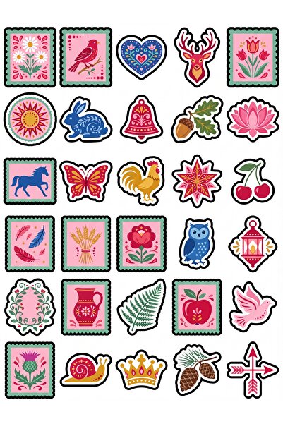 Store 30 Pieces Vintage Postage Stamp Sticker Set - Ethnic Design for Laptop,...