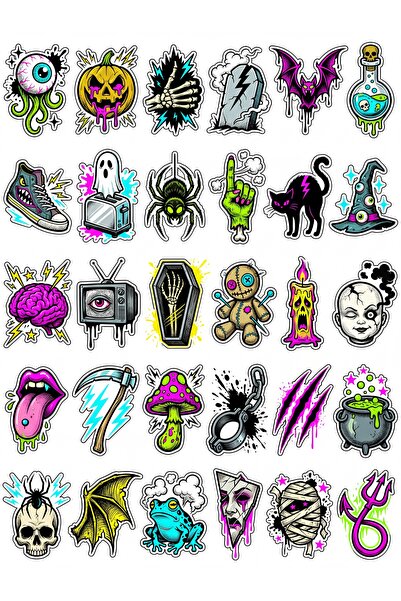 Store 30 Pieces Retro Gothic Skateboard Sticker Set - for Laptop Phone Notebook