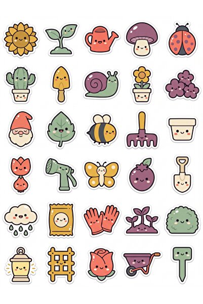 Store 30 Pieces Cute Garden Sticker Set - for Laptop, Notebook, Phone, Agenda